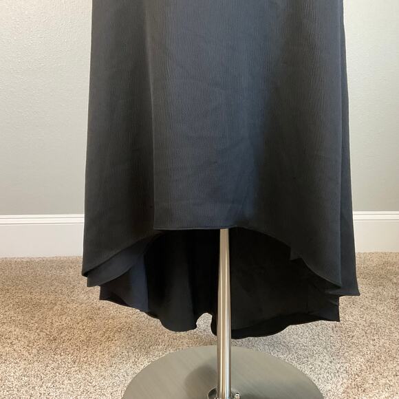 Aidan Mattox Satin Cut Out High Low Cocktail Dress Black Size 16 Sleeveless Midi - Picture 7 of 12